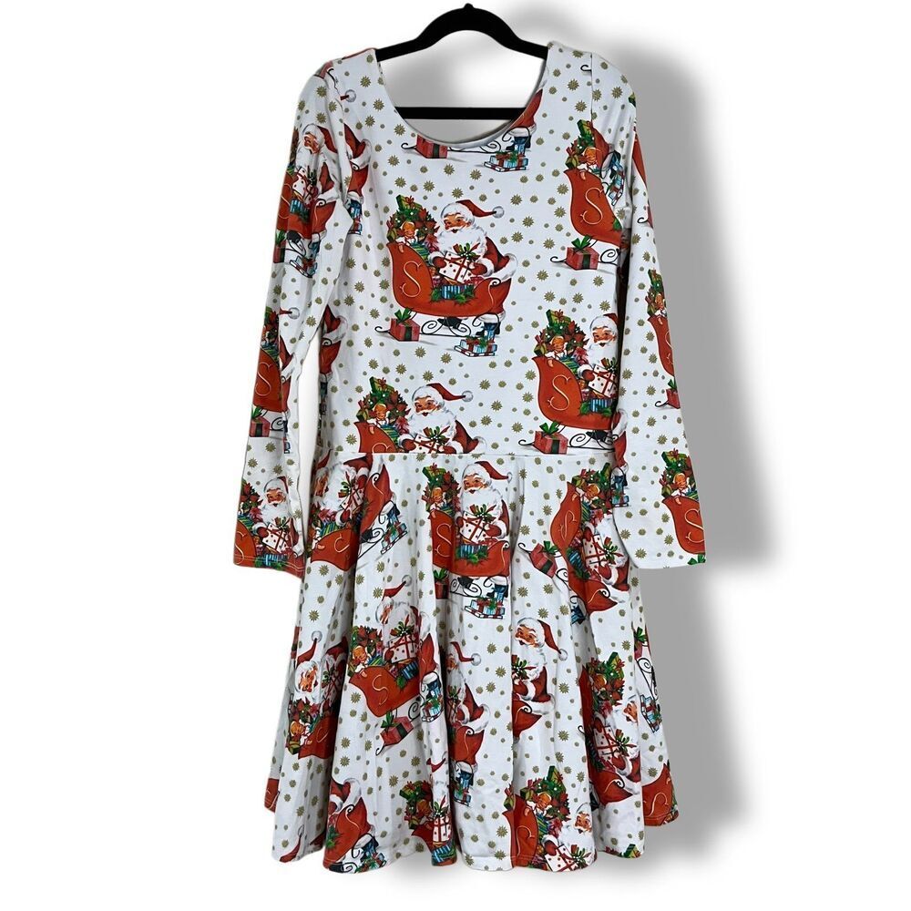 Boutique Girl’s Vintage Santa’s Sleigh Twirl Skater Dress Christmas size 12